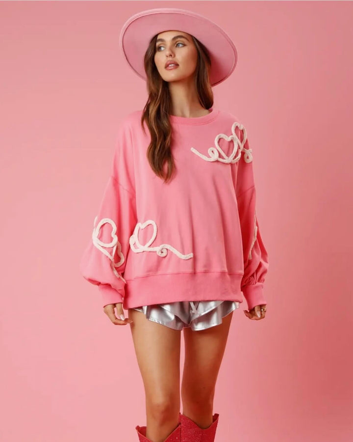 Heart Thread Embroidered Sweatshirt