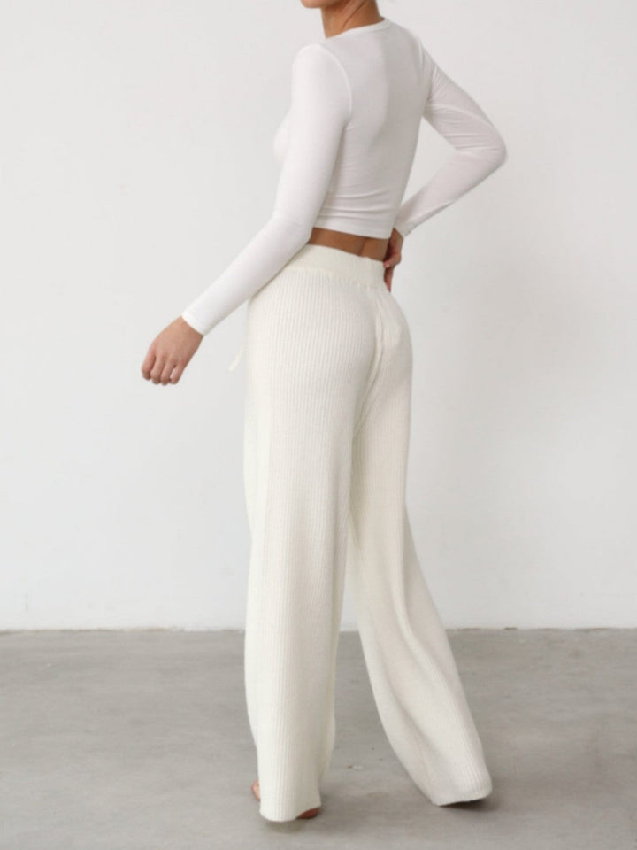 Organic Thermal Knit Wide Leg Pant