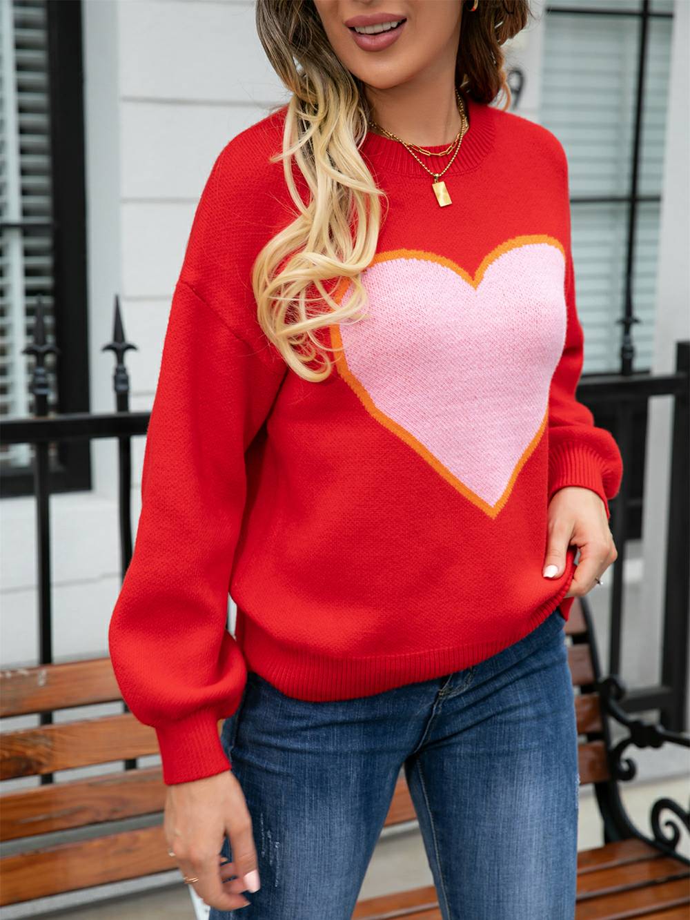 Sweetheart Knit Pullover Sweater