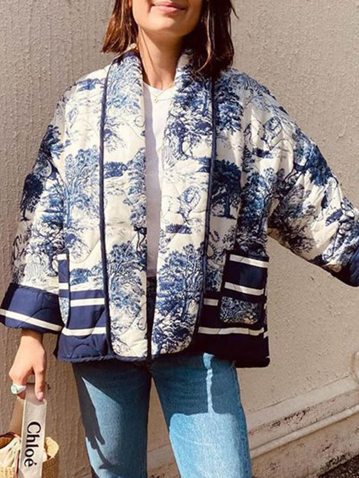 Printed Cotton-Padded Jacket With Double Pockets