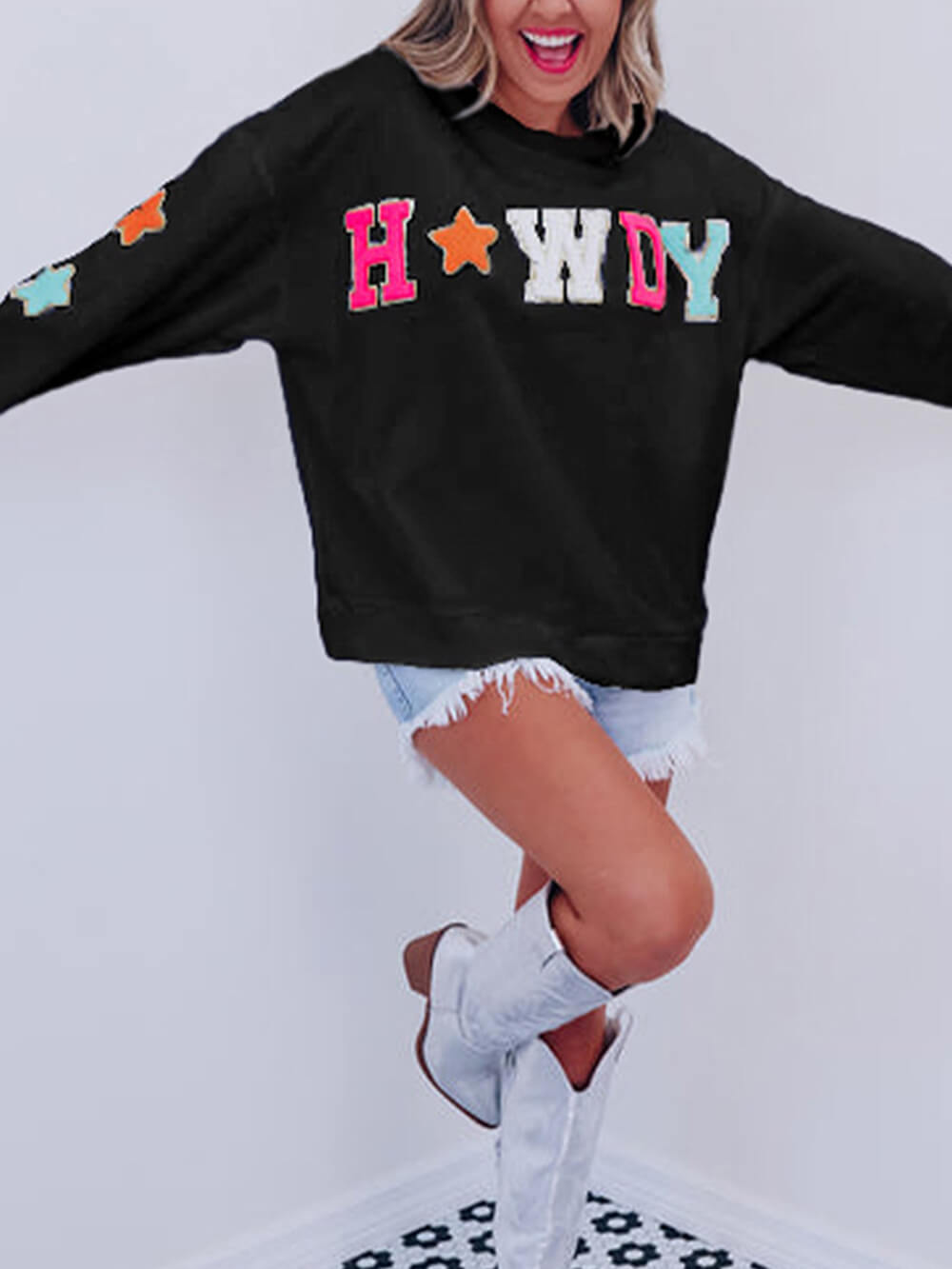 Fashion Letter Star Print Sweatshirt