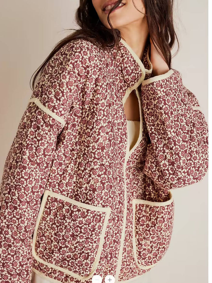 Cardigan Cotton Coat With Printed Thin Pockets