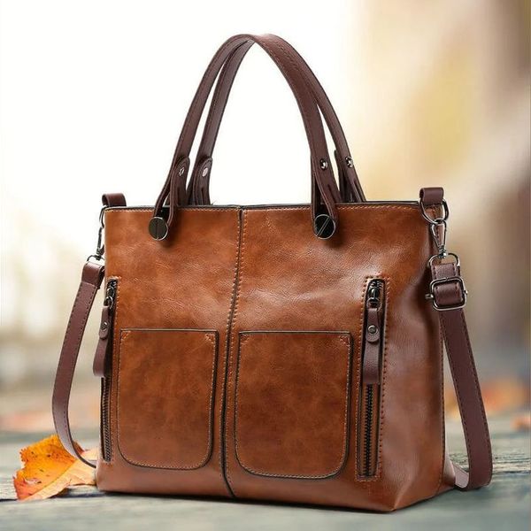 Vintage leather shoulder bag for ladies