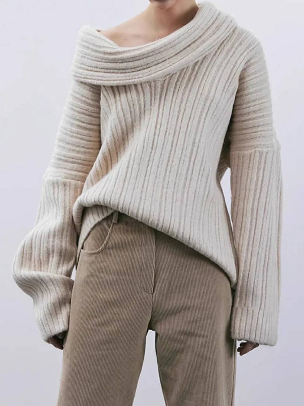 Oversized High Roll Knit Pullover