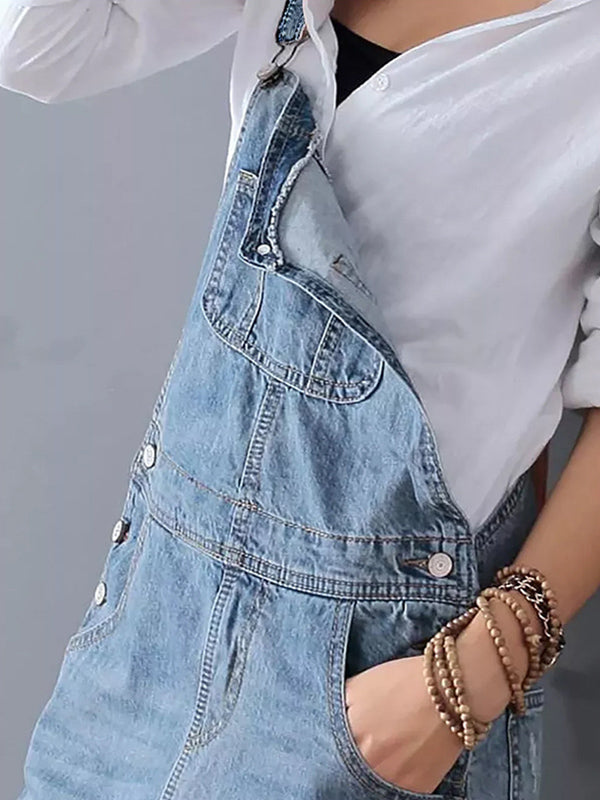 Jean Slit Back Dungaree Dress