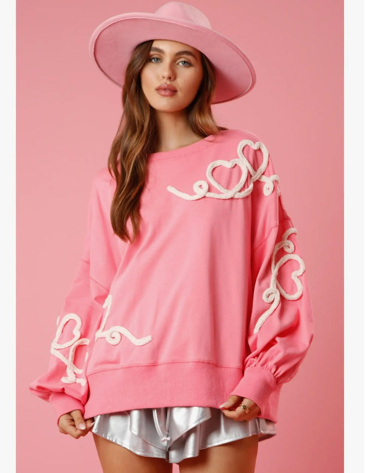 Heart Thread Embroidered Sweatshirt